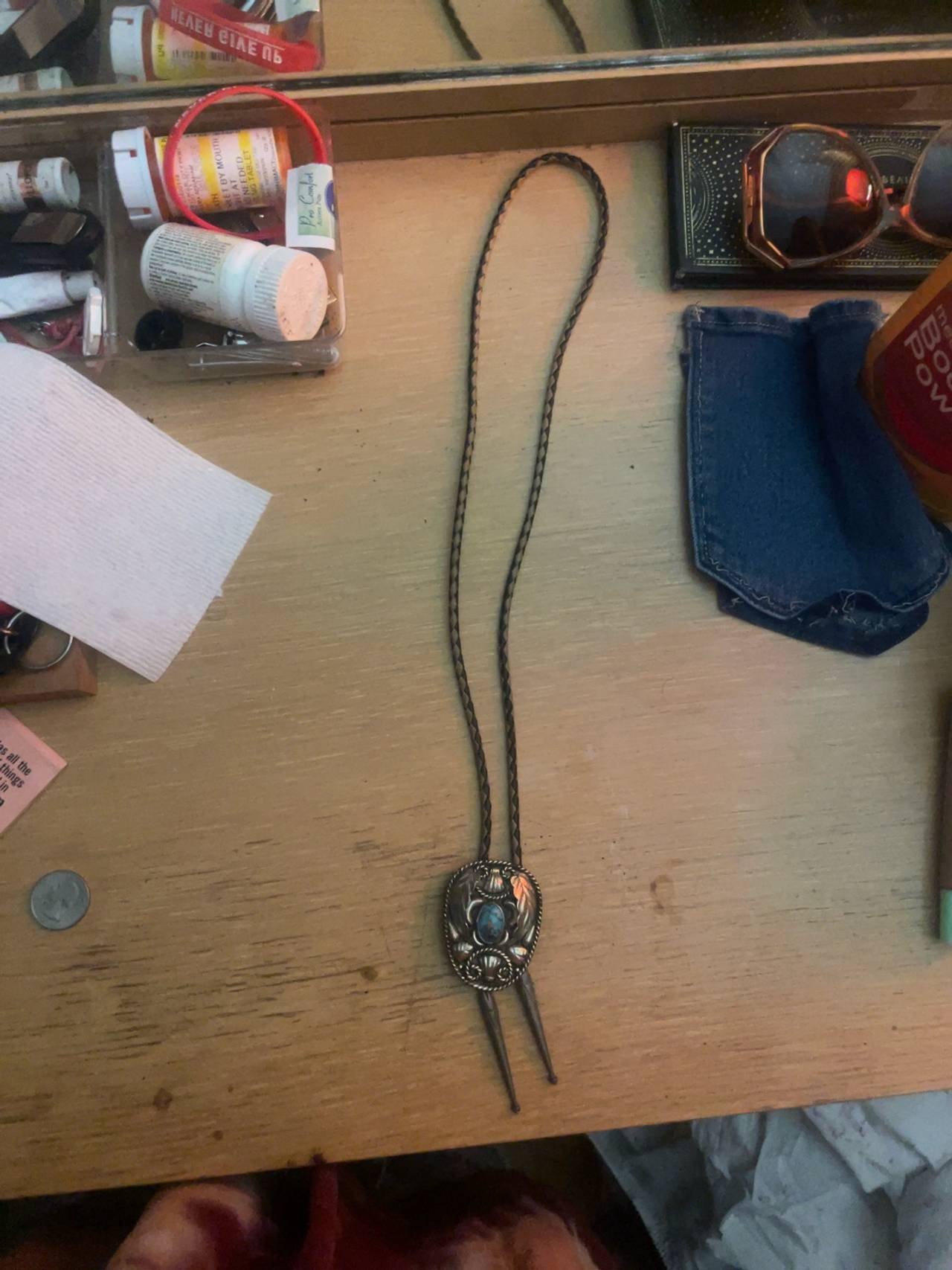 Navajo Turquoise Sterling Silver Bolo Tie