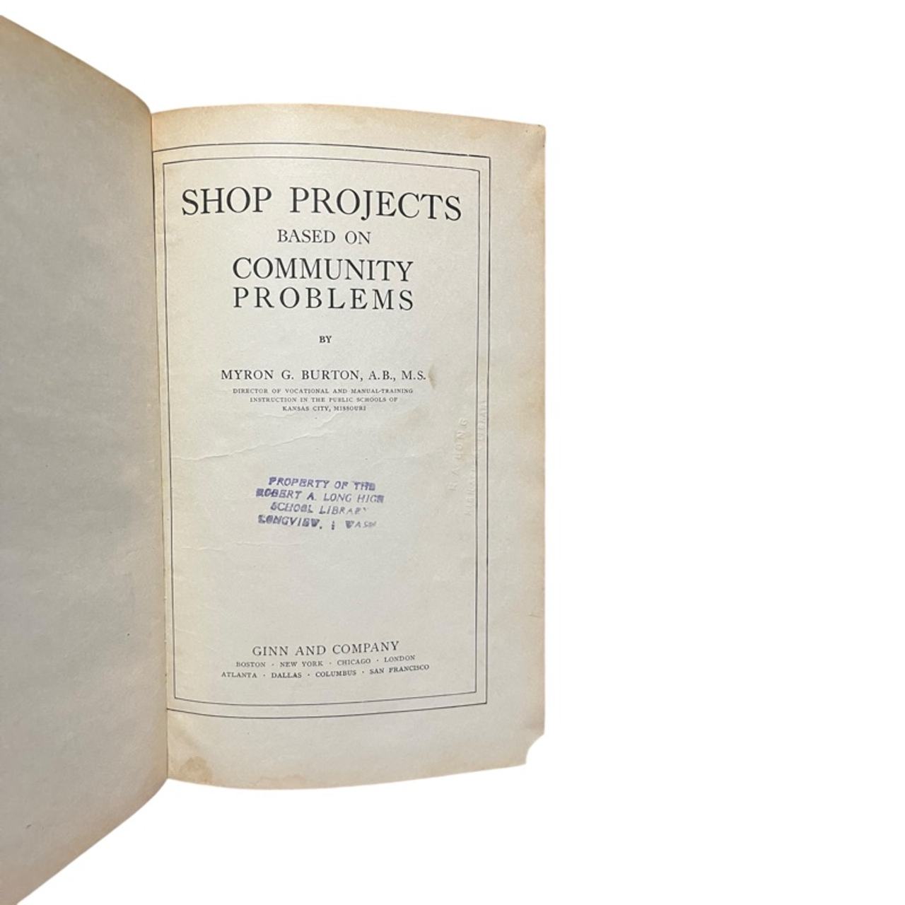 Shop Projects Based On Community Problems (1915, Hardcover) Burton