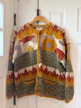 Express Tricot Vintage Hand Knit Cardigan Multi Earth Tones - Image 1