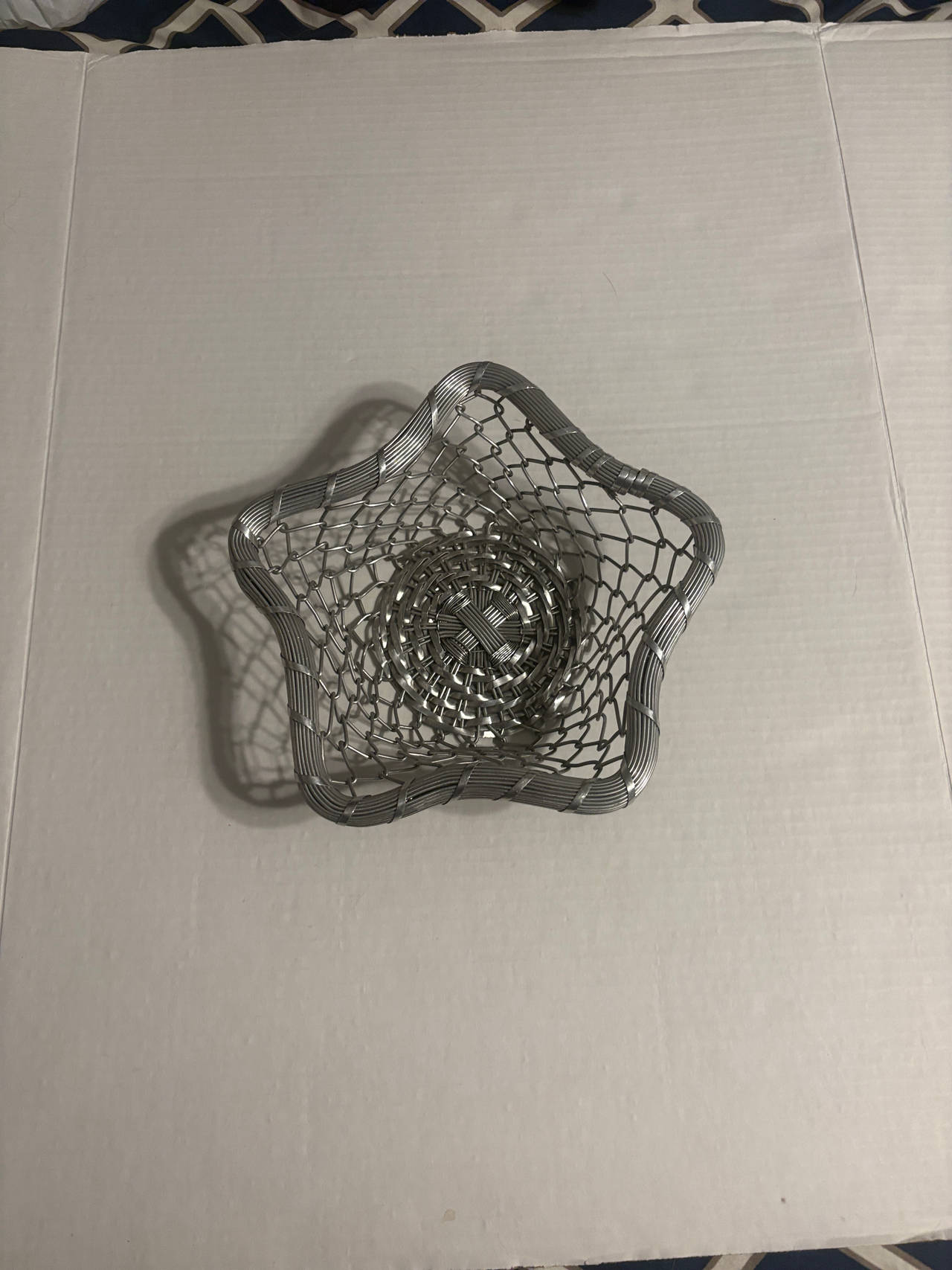 Star Shaped Silver Wire Mesh Decorative Basket