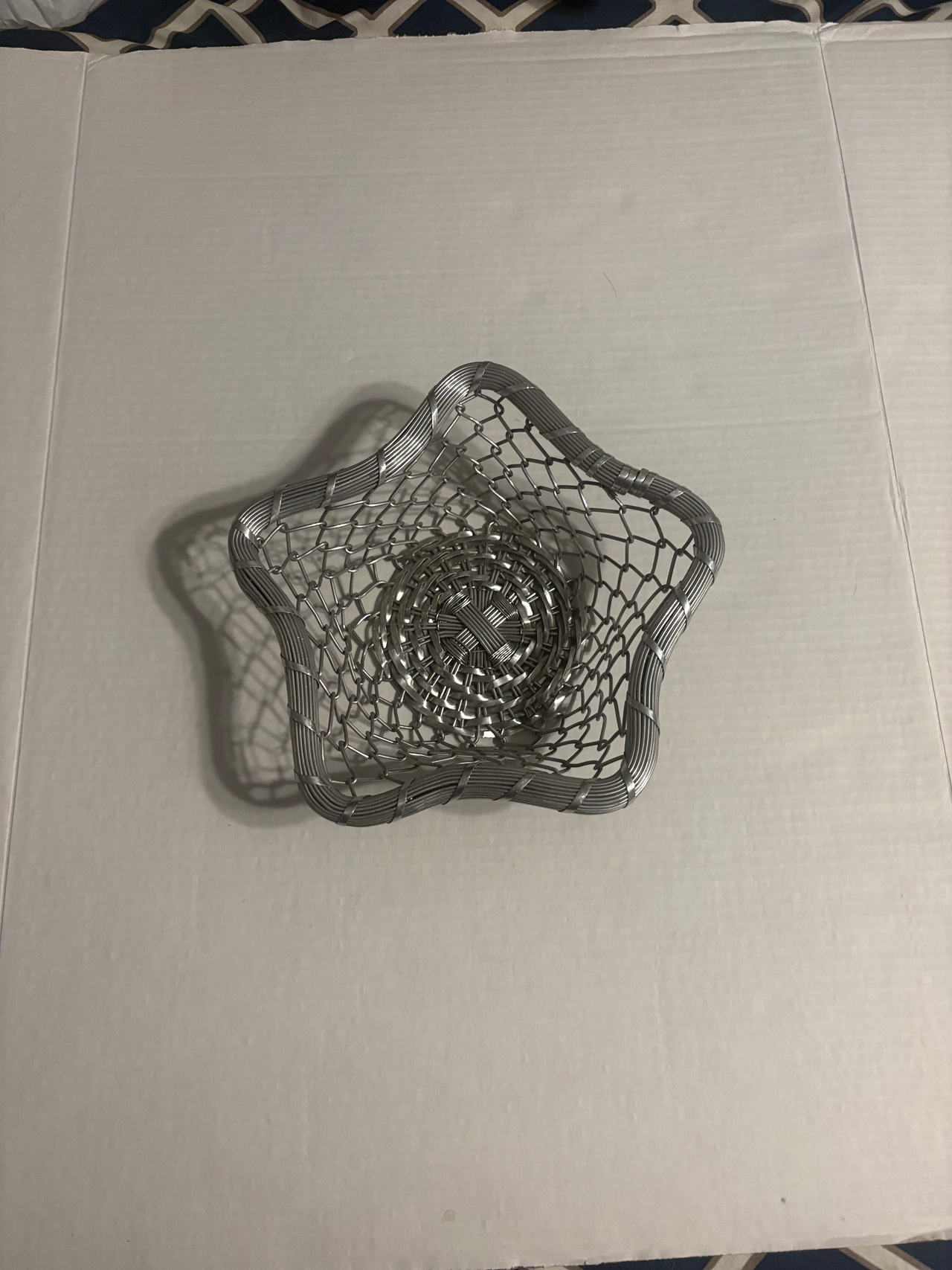 Star Shaped Silver Wire Mesh Decorative Basket