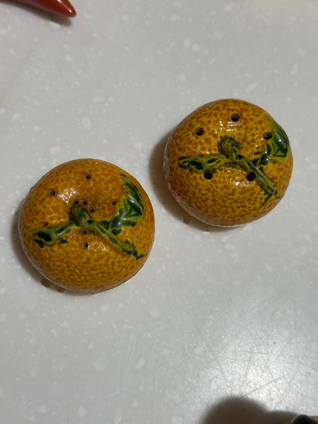 Vintage Ceramic Orange Salt and Pepper Shakers