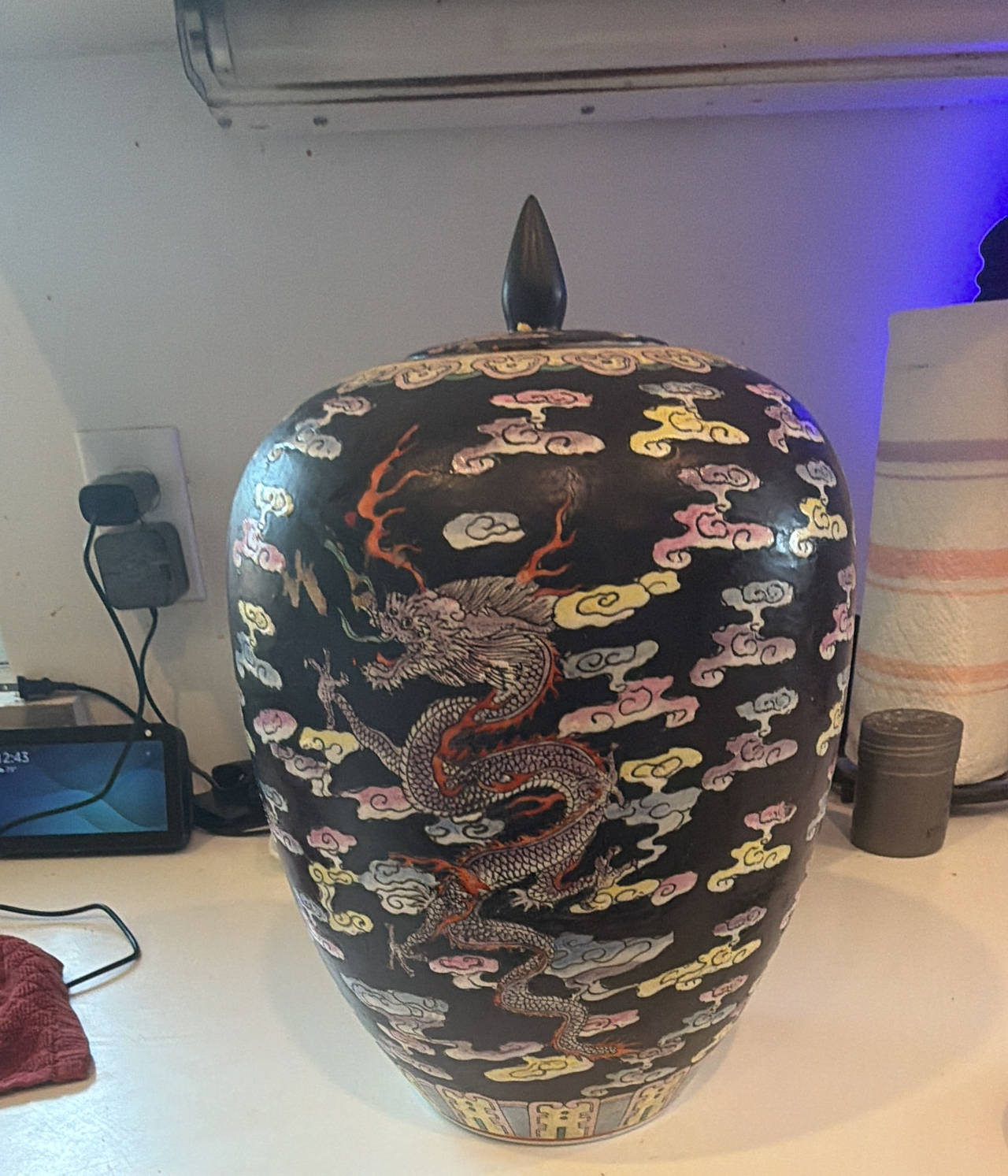 Vintage Chinese Dragon Ginger Jar with Lid