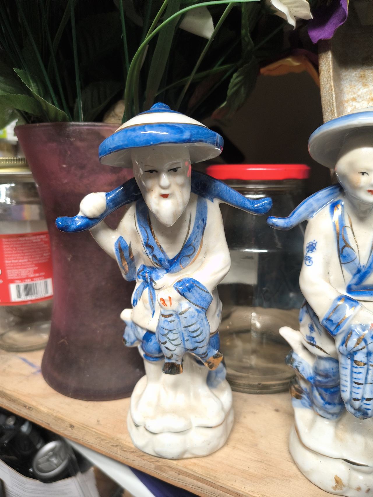 Vintage Chinese Fisherman Porcelain Figurine