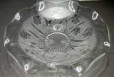 Jeannette Glass Iris and Herringbone Ruffled Bowl - Image 1