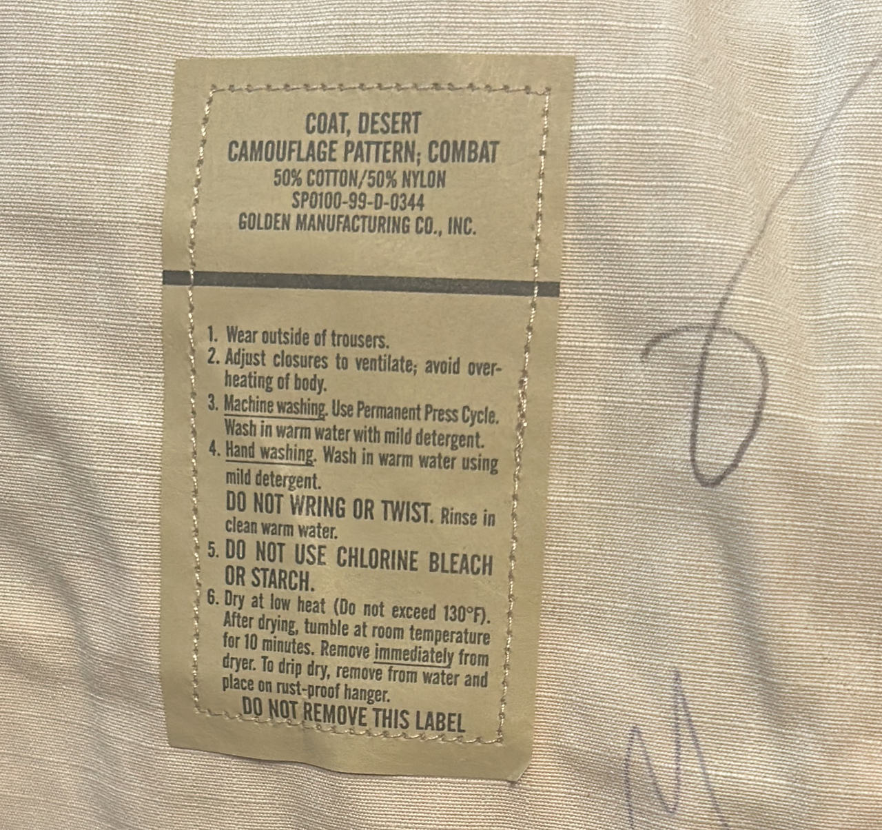 US Military Desert Camouflage Combat Coat