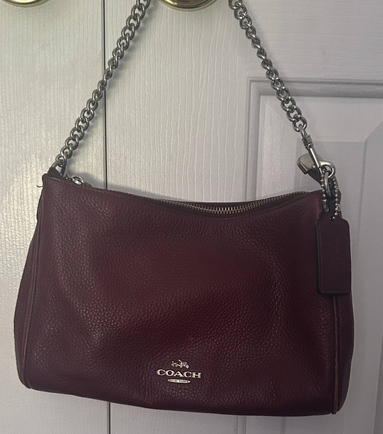 Coach Pebbled Leather Chain Crossbody Bag