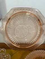 Anchor Hocking Mayfair Open Rose Pink Depression Glass Cake Plate - Image 3