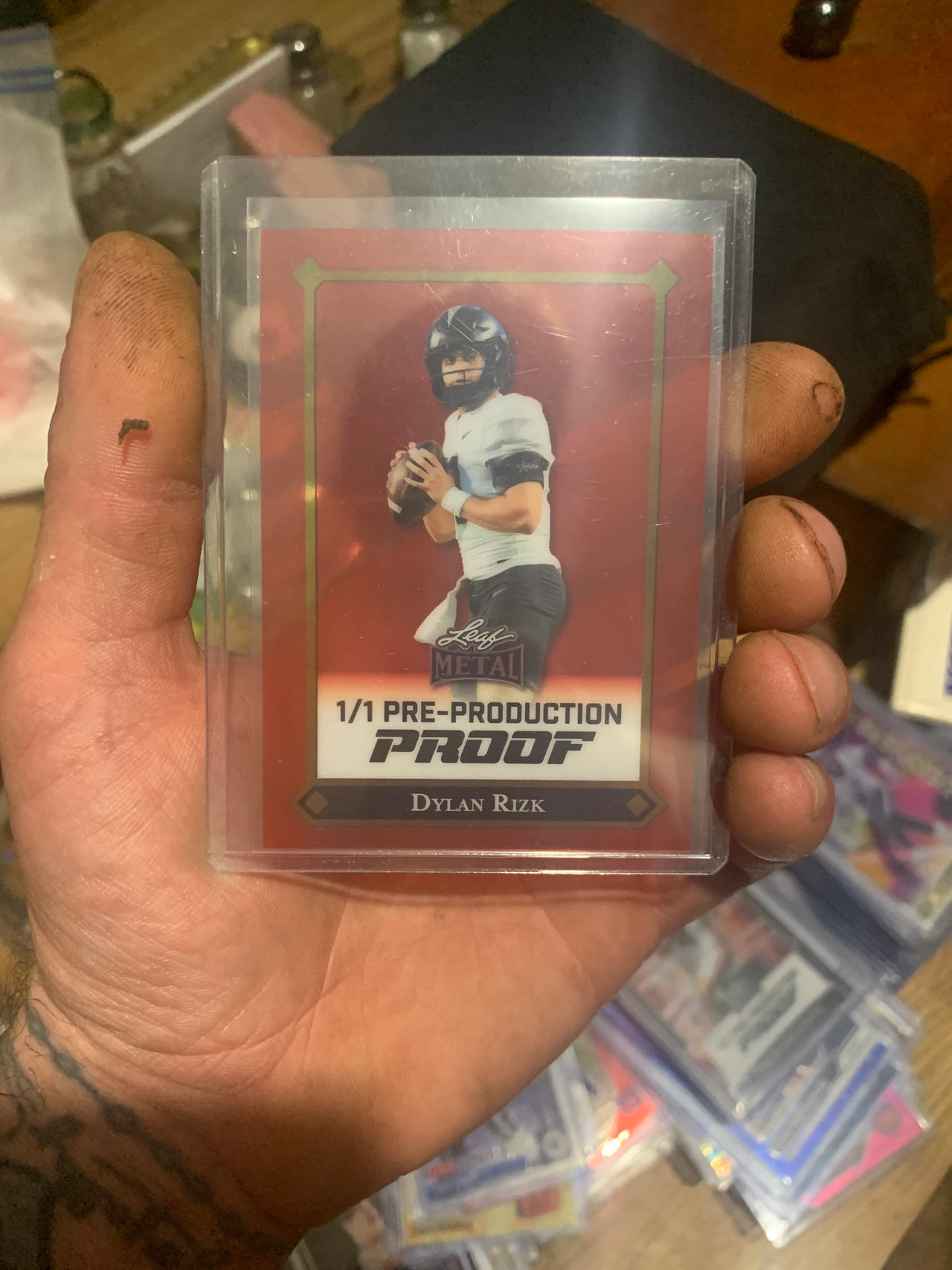 Leaf Metal 1/1 Pre-Production Proof Dylan Rizk Football Card