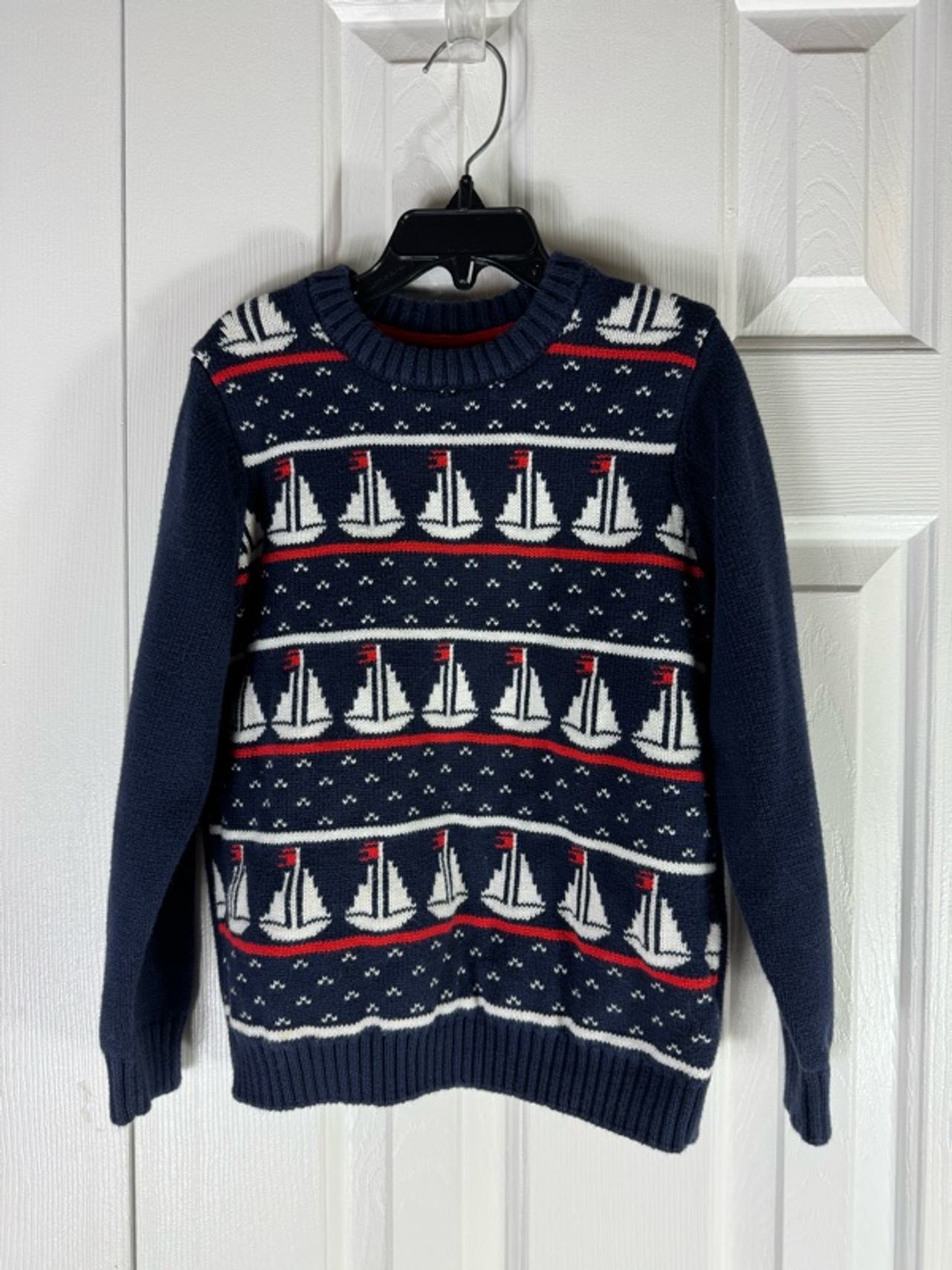Janie and Jack Sailboat Boys Sweater White & Blue Striped