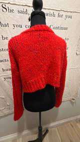 Double Zero Cropped Cardigan Red - Image 2