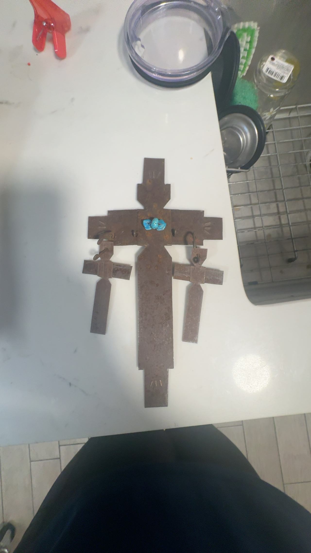 Tin Cross Wall Hanging Rustic Metal Cross