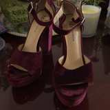 Neiman Marcus Velvet Block Heel Sandals - 8 - Image 5