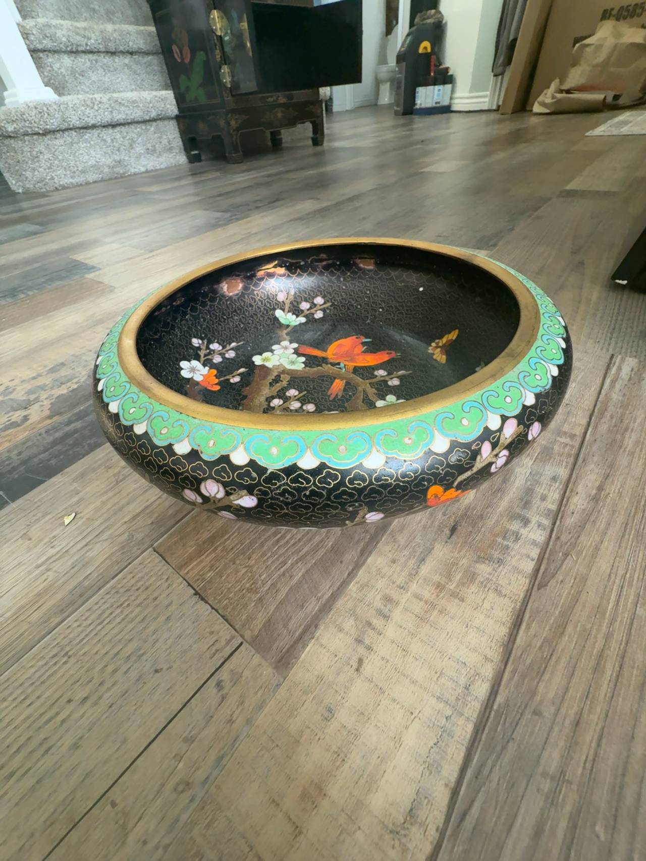 Chinese Cloisonné Enamel Bowl with Floral Motif