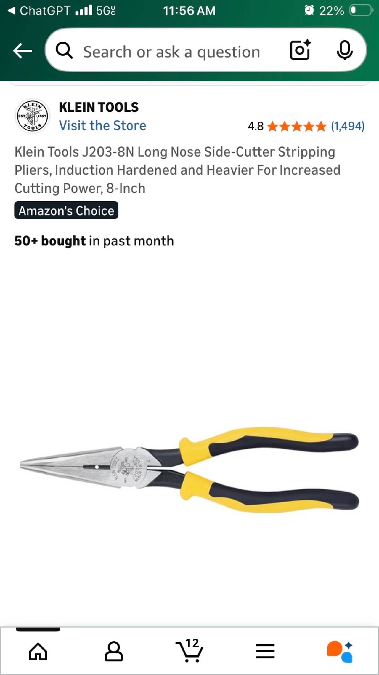 Klein Tools J203-8N Long Nose Side-Cutter Stripping Pliers

Looks/works like new