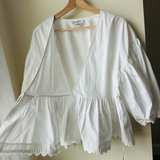 Kika Vargas White Cotton Puff Sleeve Spring Wrap Top Size Medium - Image 5