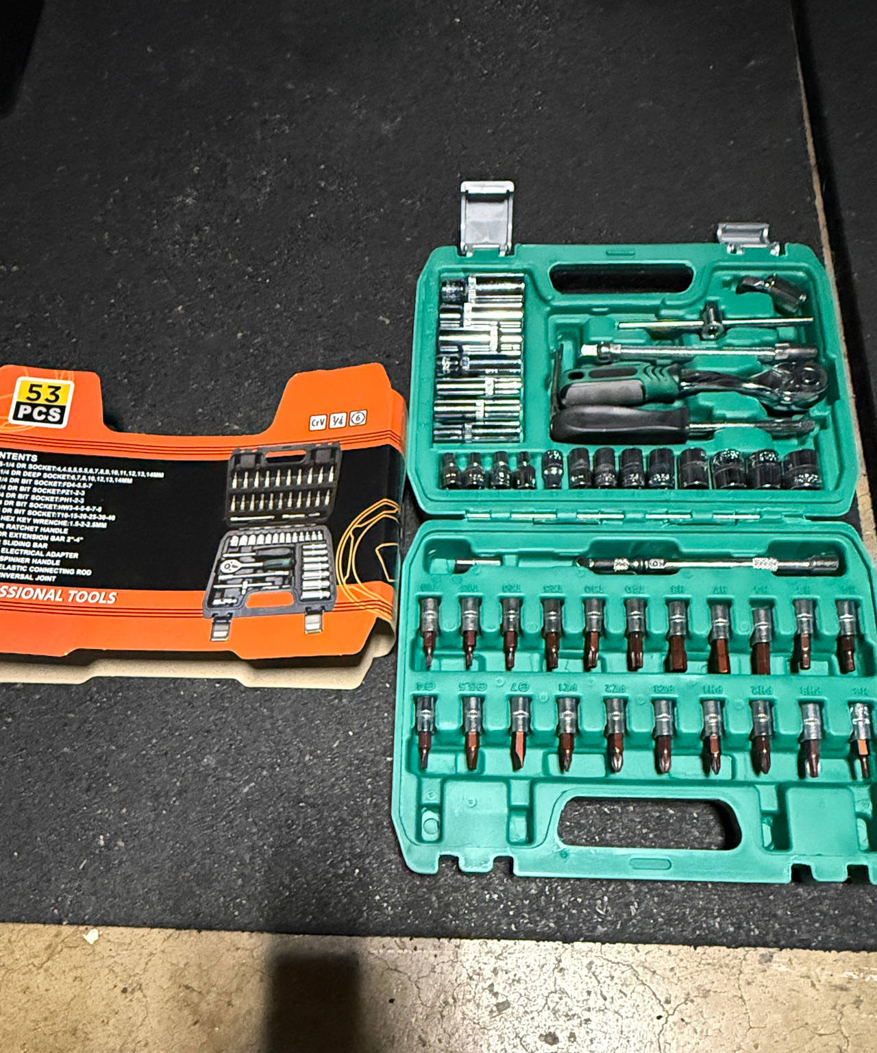 53-Piece 1/4-Inch Drive Socket and Bit Tool Set with Case
