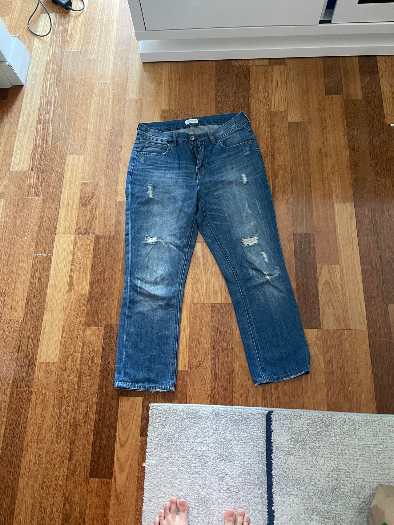 Distressed Blue Jeans