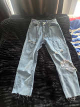 Distressed Straight Leg Jeans - Image 1