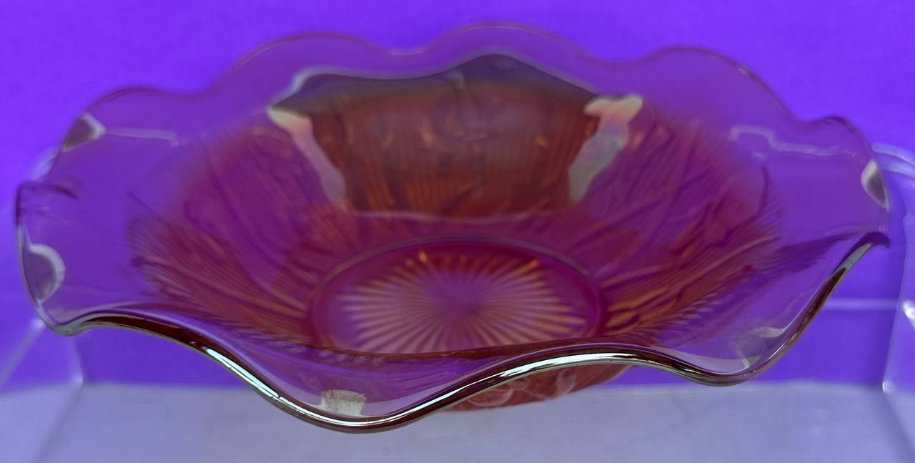 Jeannette Iris and Herringbone Marigold Carnival Glass Bowl