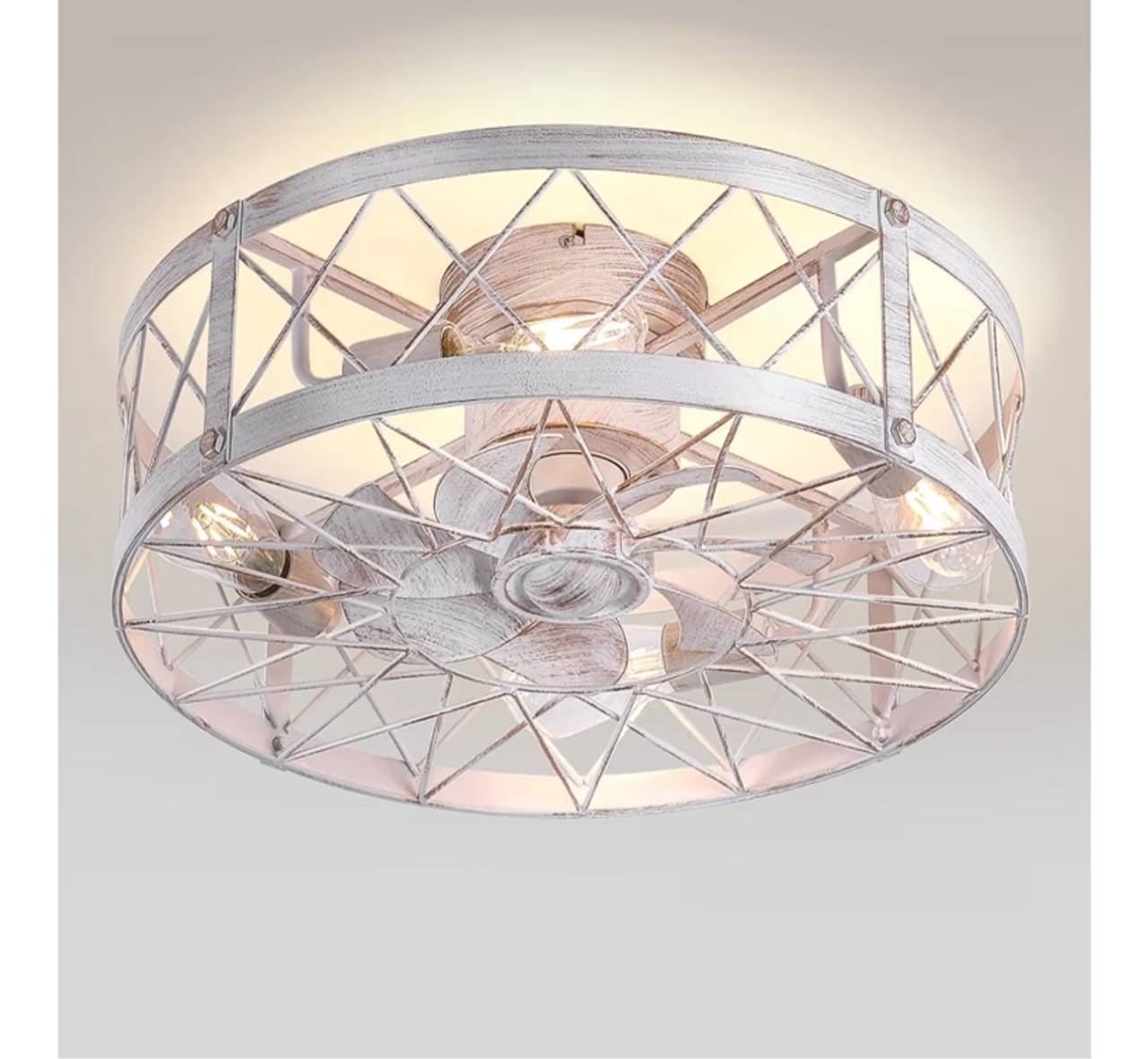 REDSTAR Retro 20" Flush Mount White Ceiling Fan Fandelier 20 inch, with Remote