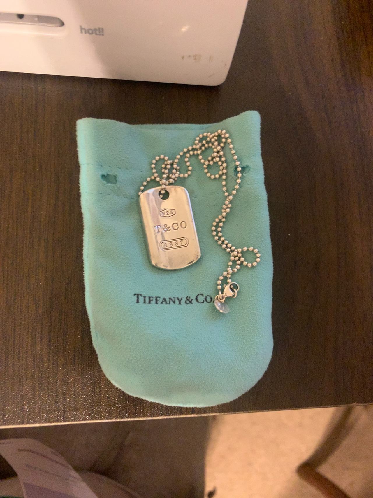 Tiffany & Co. 1837 Dog Tag Pendant Necklace Sterling Silver