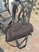 Coach Signature Jacquard Satchel Bag With Shoulder Strap Black Logo - Image 4