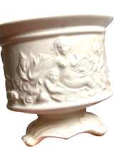 Vintage White Ceramic Cherub Relief Footed Planter - Image 2