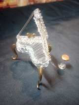 Spun Glass Grand Piano with Gold Accents and Stool - Image 1
