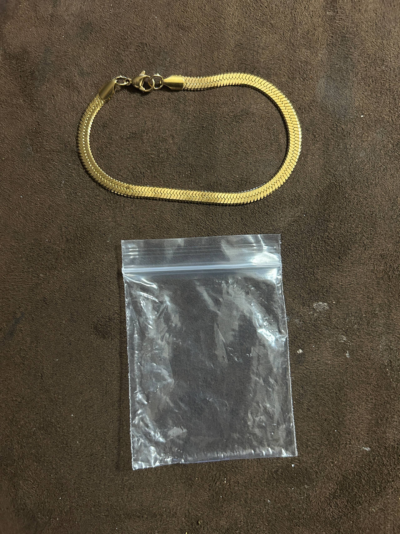 Gold Tone Herringbone Chain Bracelet