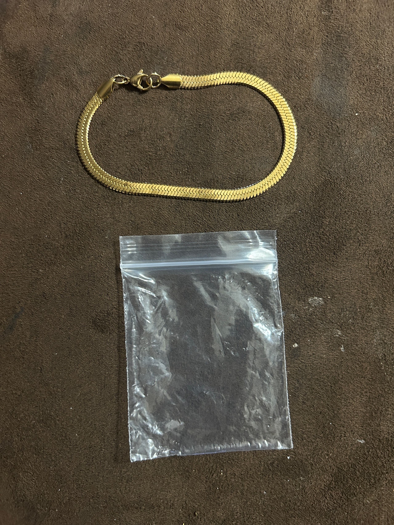 Gold Tone Herringbone Chain Bracelet