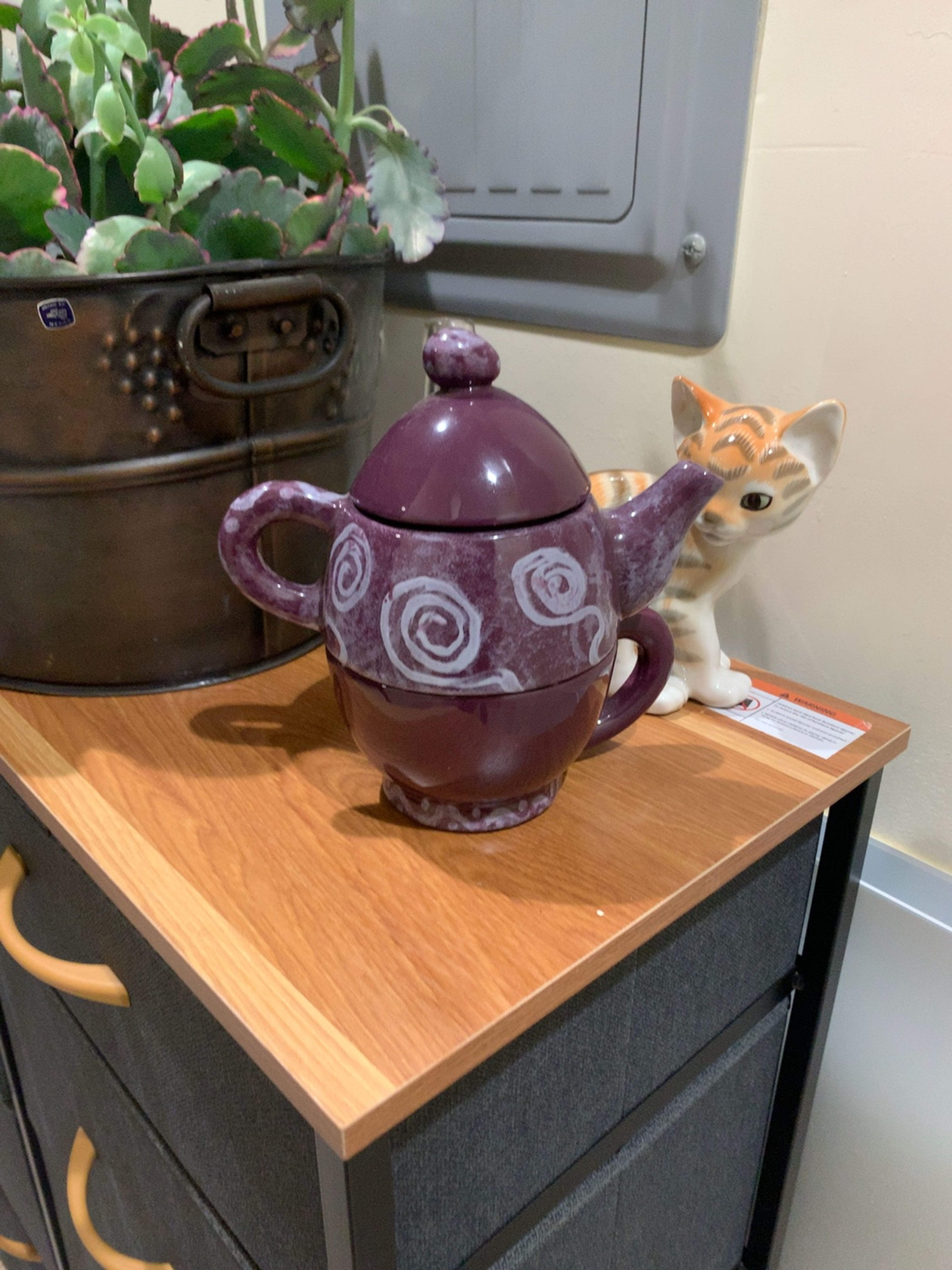 Pier 1 Stoneware Tea For One 3-Piece Blue Set