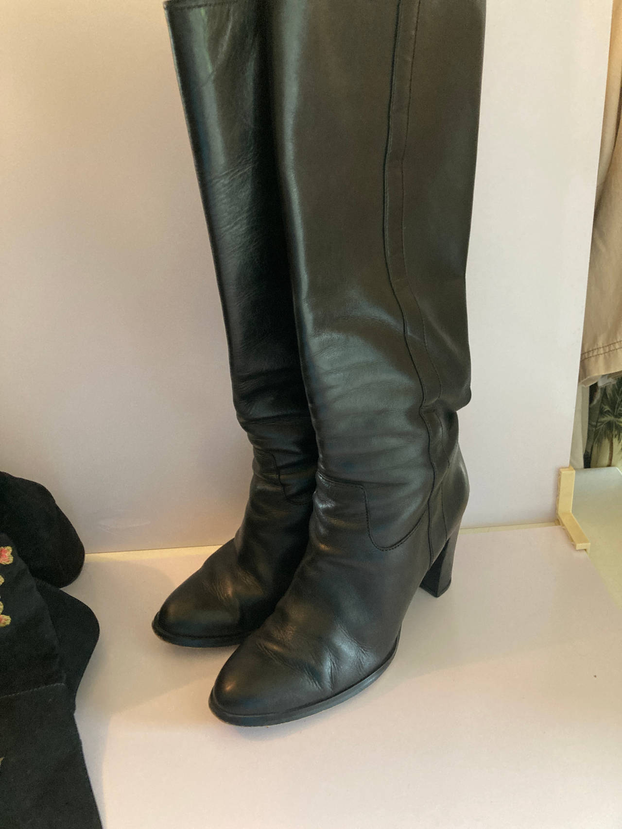 Black Leather Knee-High Boots