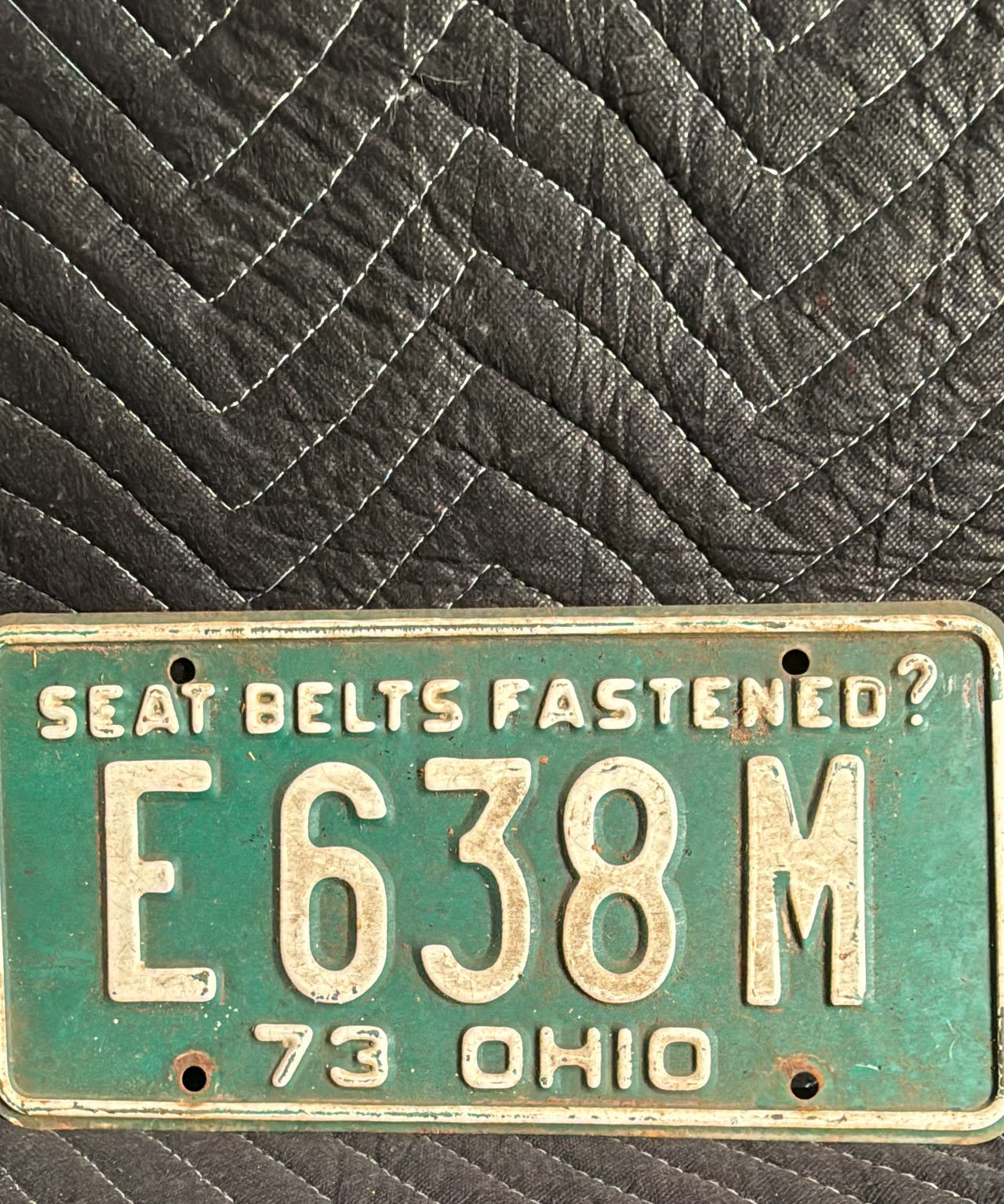 1973 Ohio License Plate (Seat Belts Fastened?)