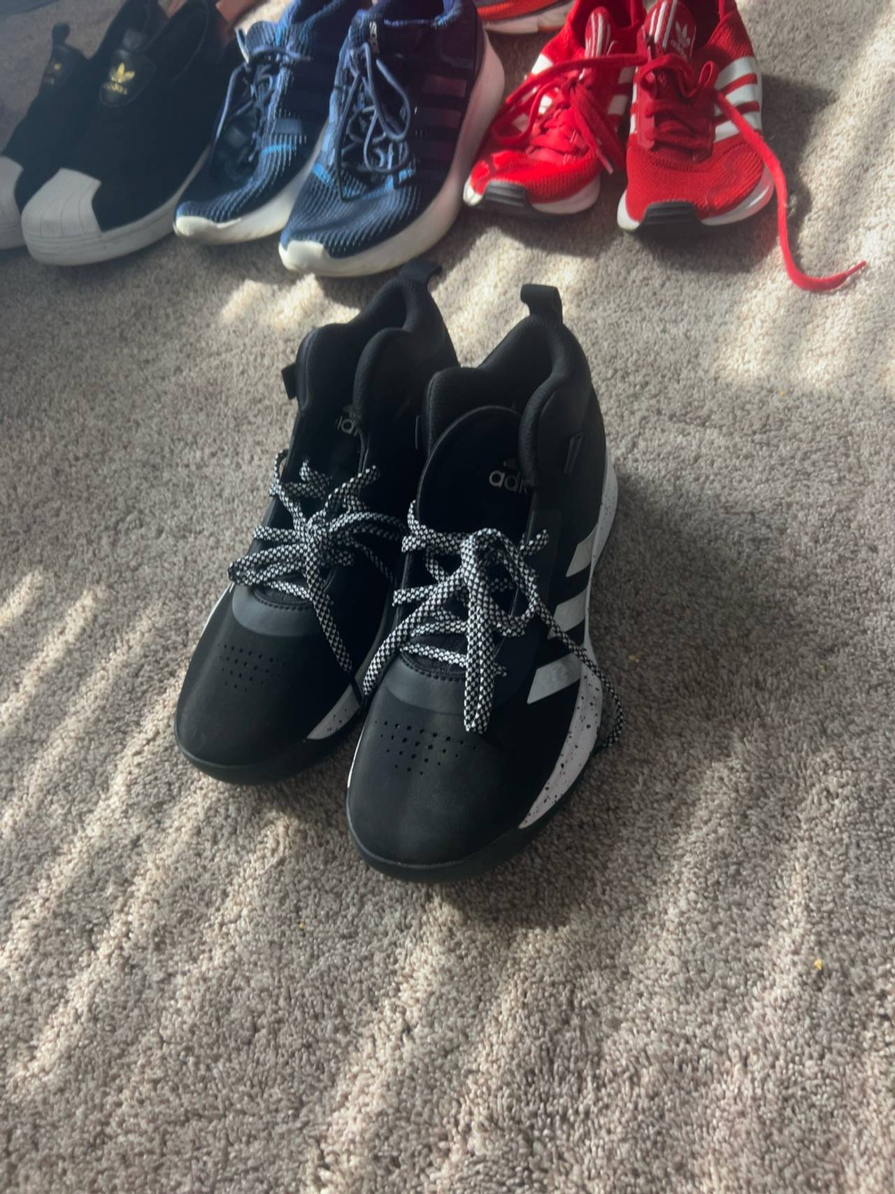 Adidas Cross Em Up 5 Kids Basketball Shoes Black/White