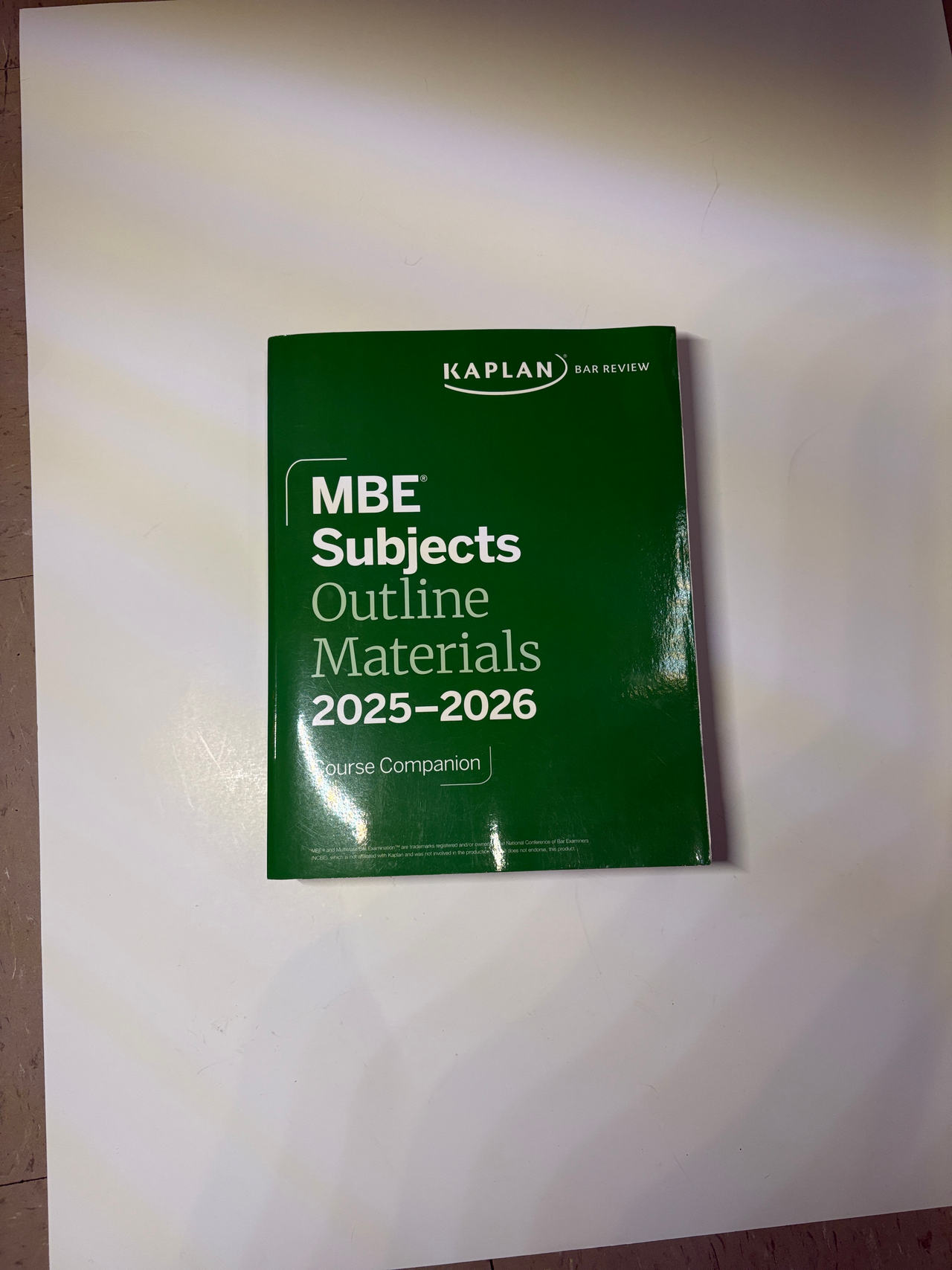 Kaplan Bar Review MBE Subjects Outline Materials 2025-2026 Course Companion