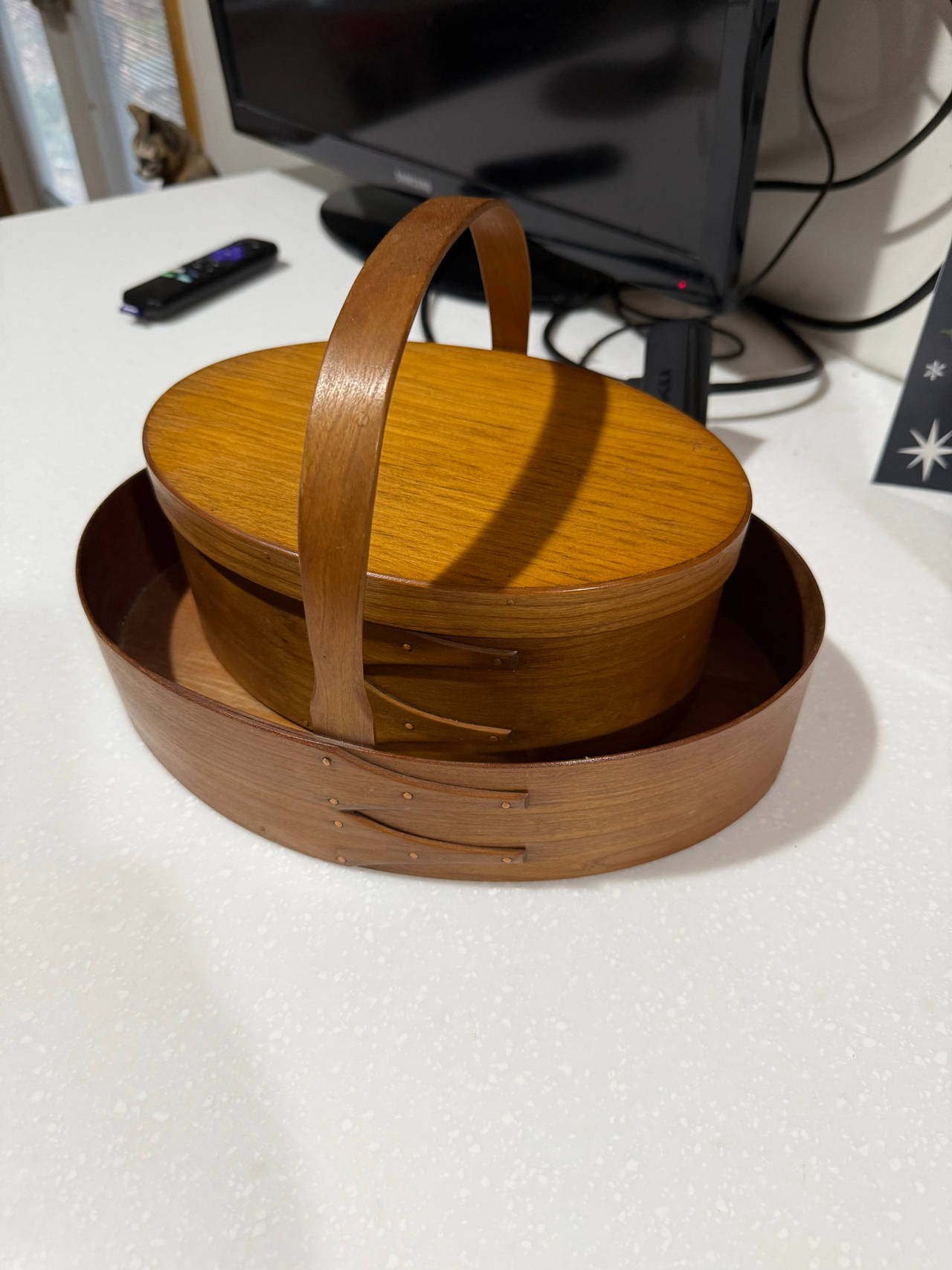 Shaker Oval Boxes with Handle and Tray