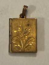 Vintage Gold Tone Book Locket Pendant - Image 3