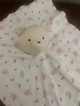 Starting Out Security Blanket Bear lovey White with Flowers - Image 1