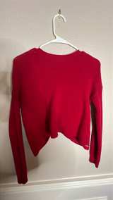 Red Twist Front Ribbed Crop Sweater - Image 3