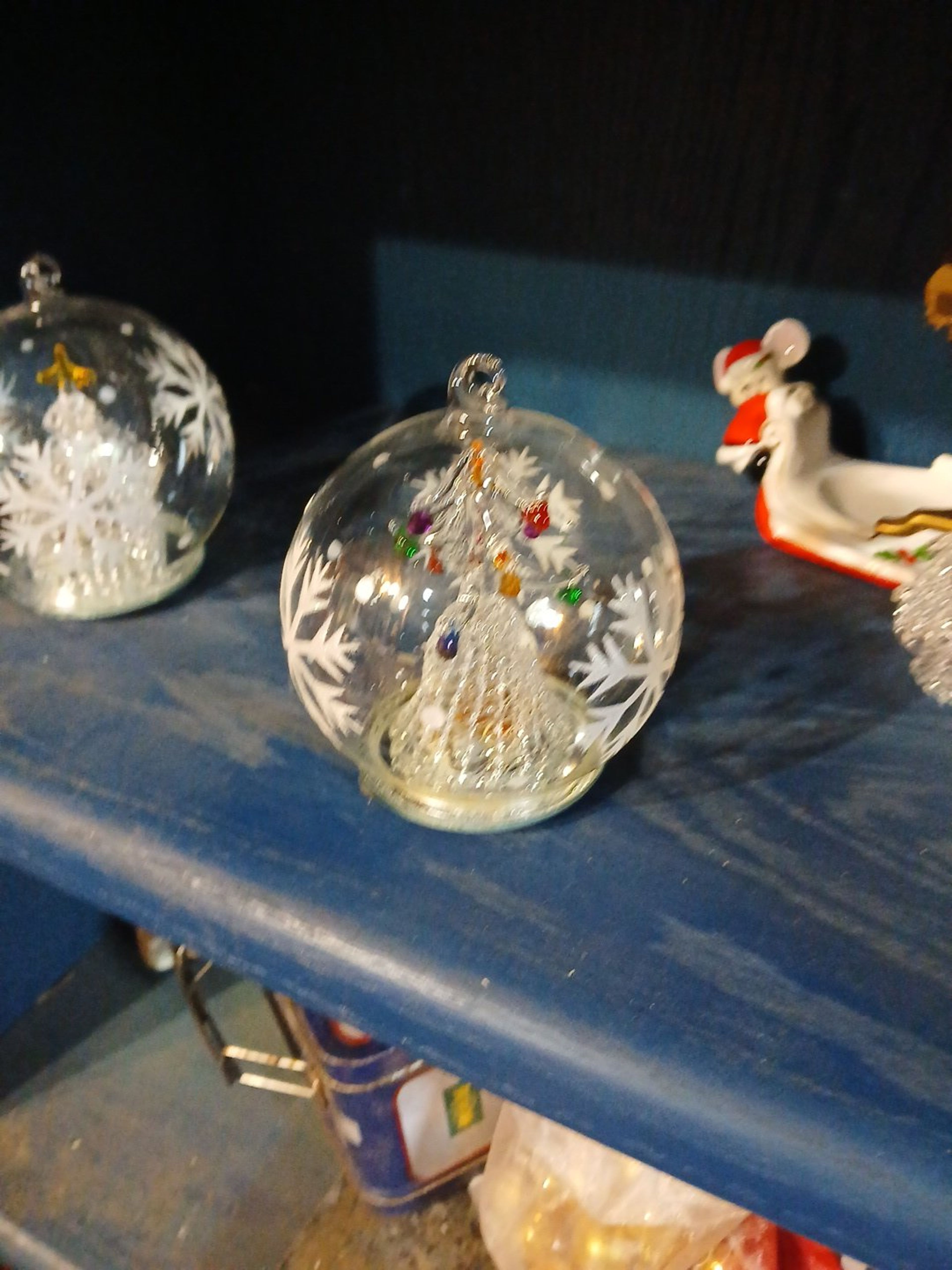 Glass Ball Ornament with Internal Christmas Tree