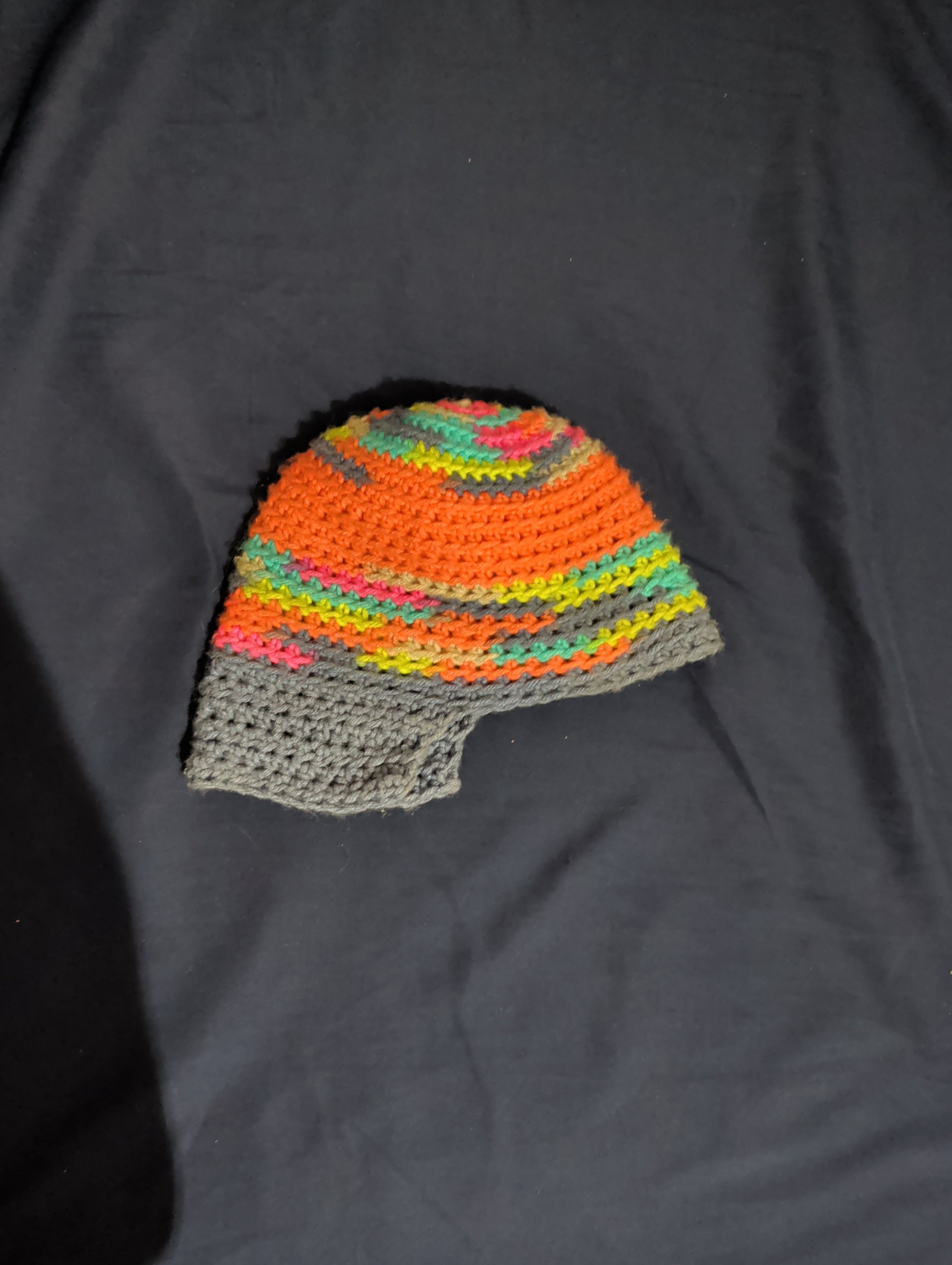 Handmade Crochet Neon Striped Beanie