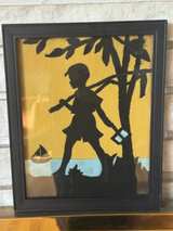Vintage Hand-Cut Felt Silhouette Boy Fishing - Image 1
