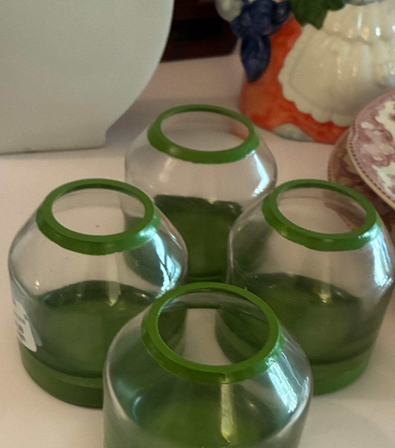 Libbey Vintage Green Base Juice Glasses