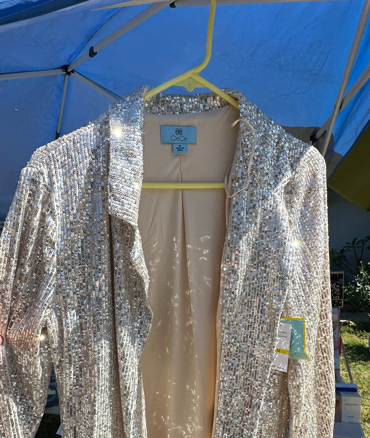 CeCe Sequin Open-Front Blazer