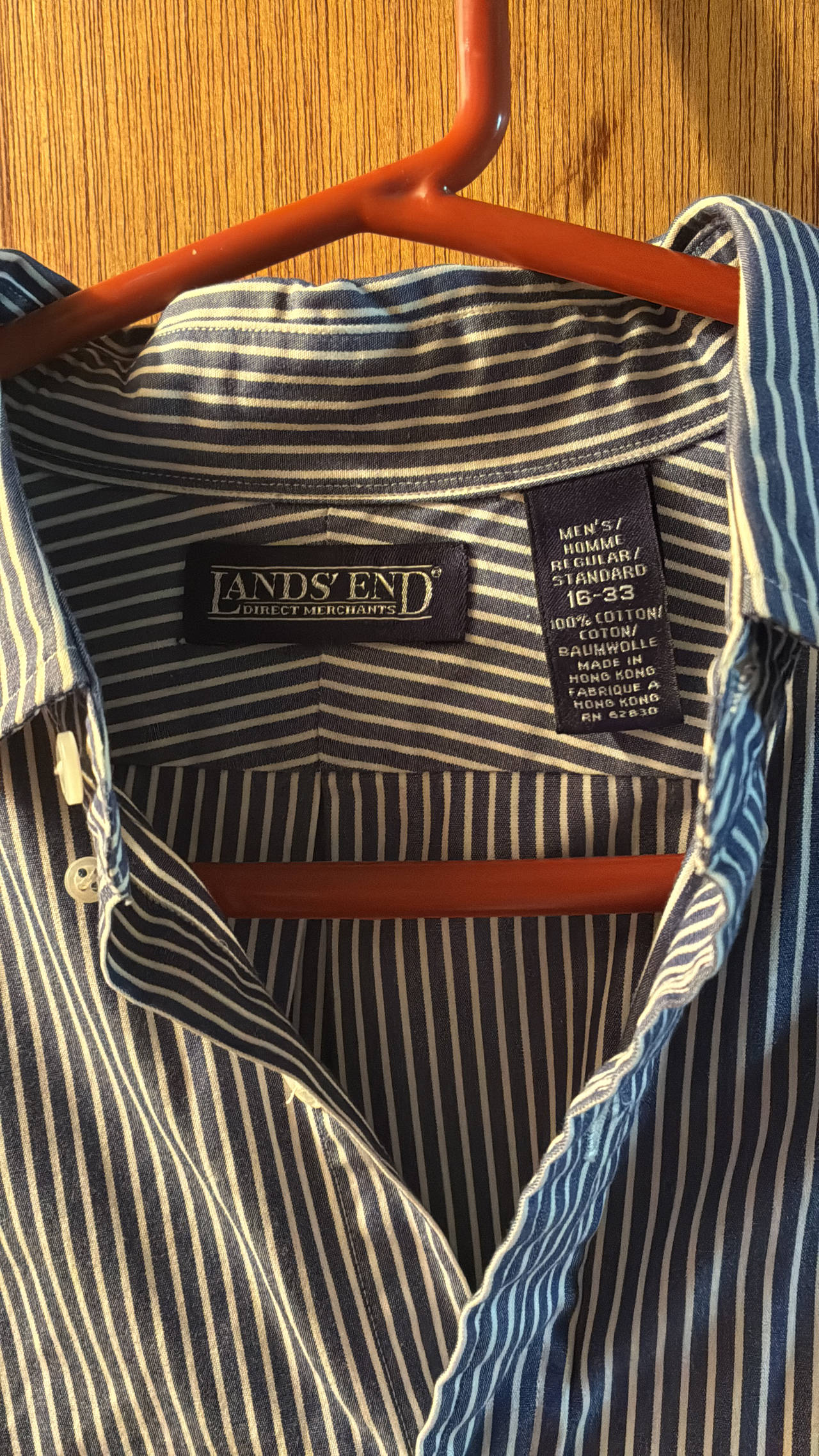 Lands' End Men's Regular Fit Striped Oxford Shirt