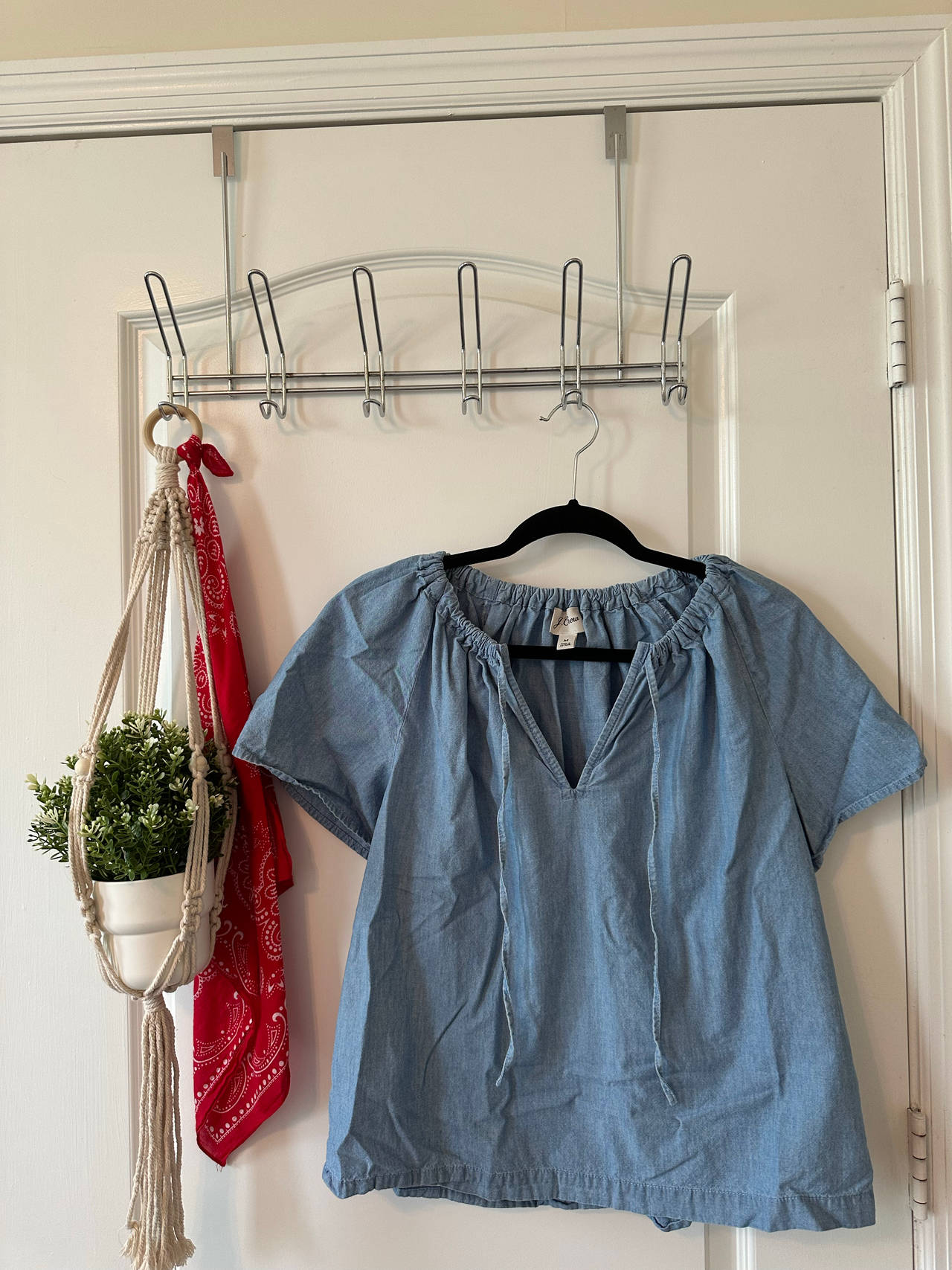Chambray Peasant Top