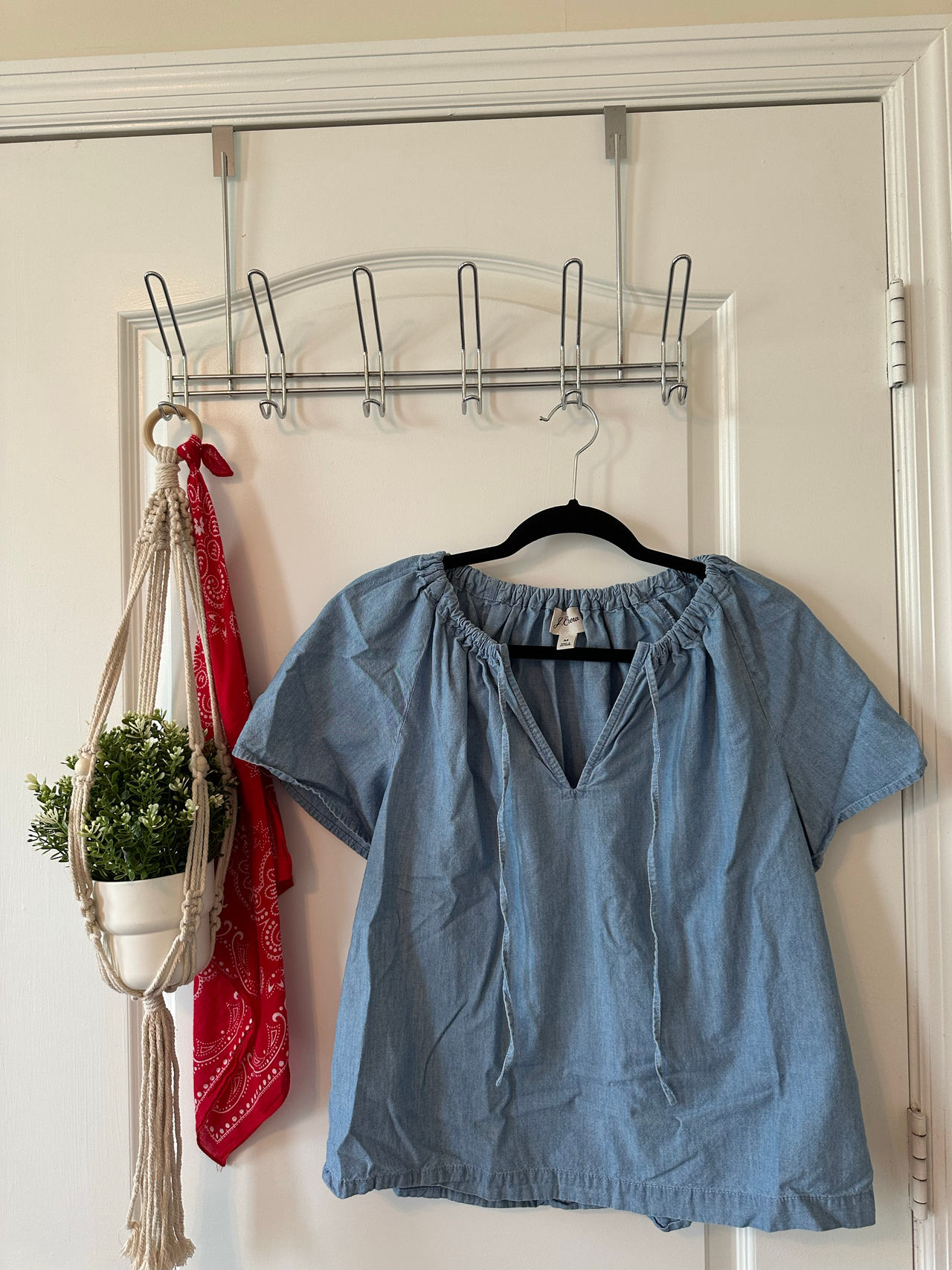 Chambray Peasant Top