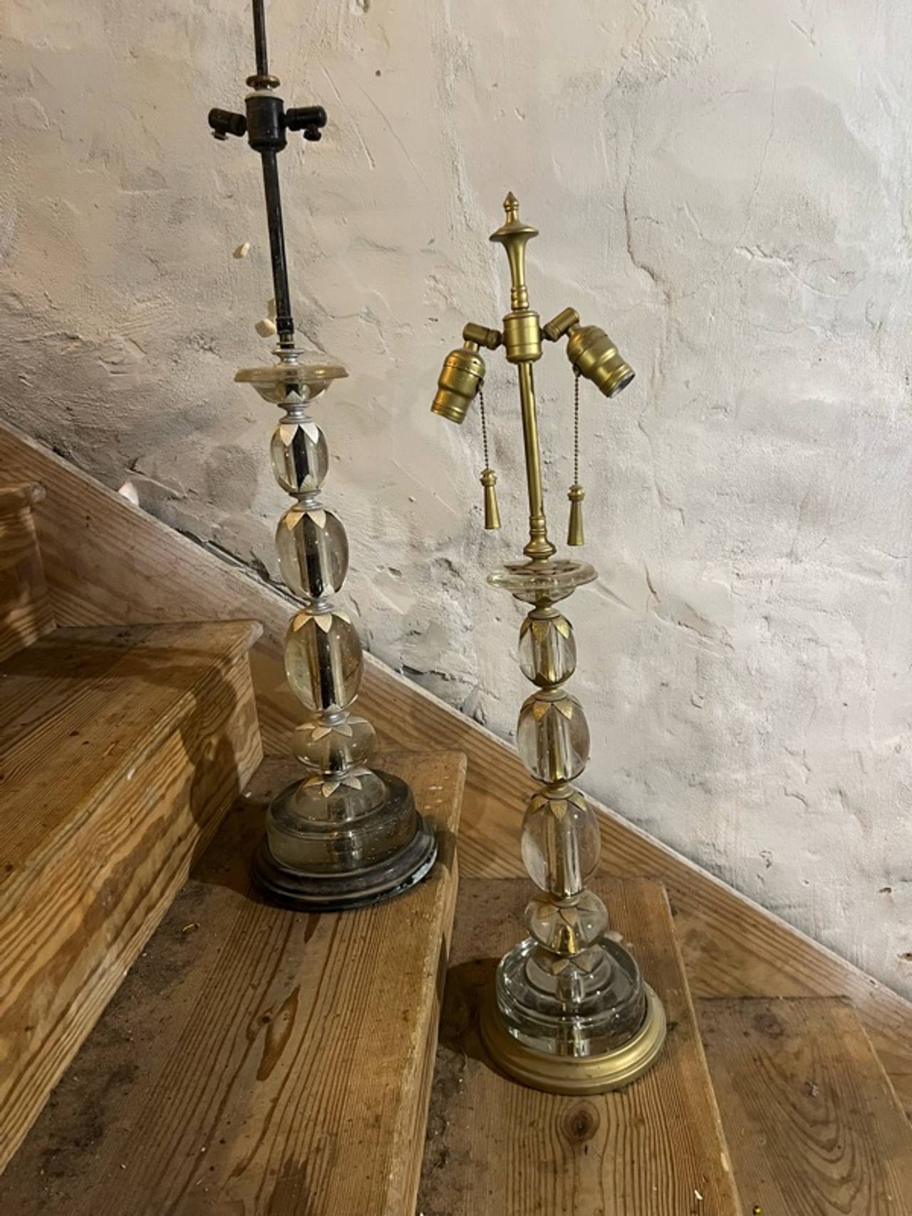 Baques Rock Crystal Table Lamp Pair
