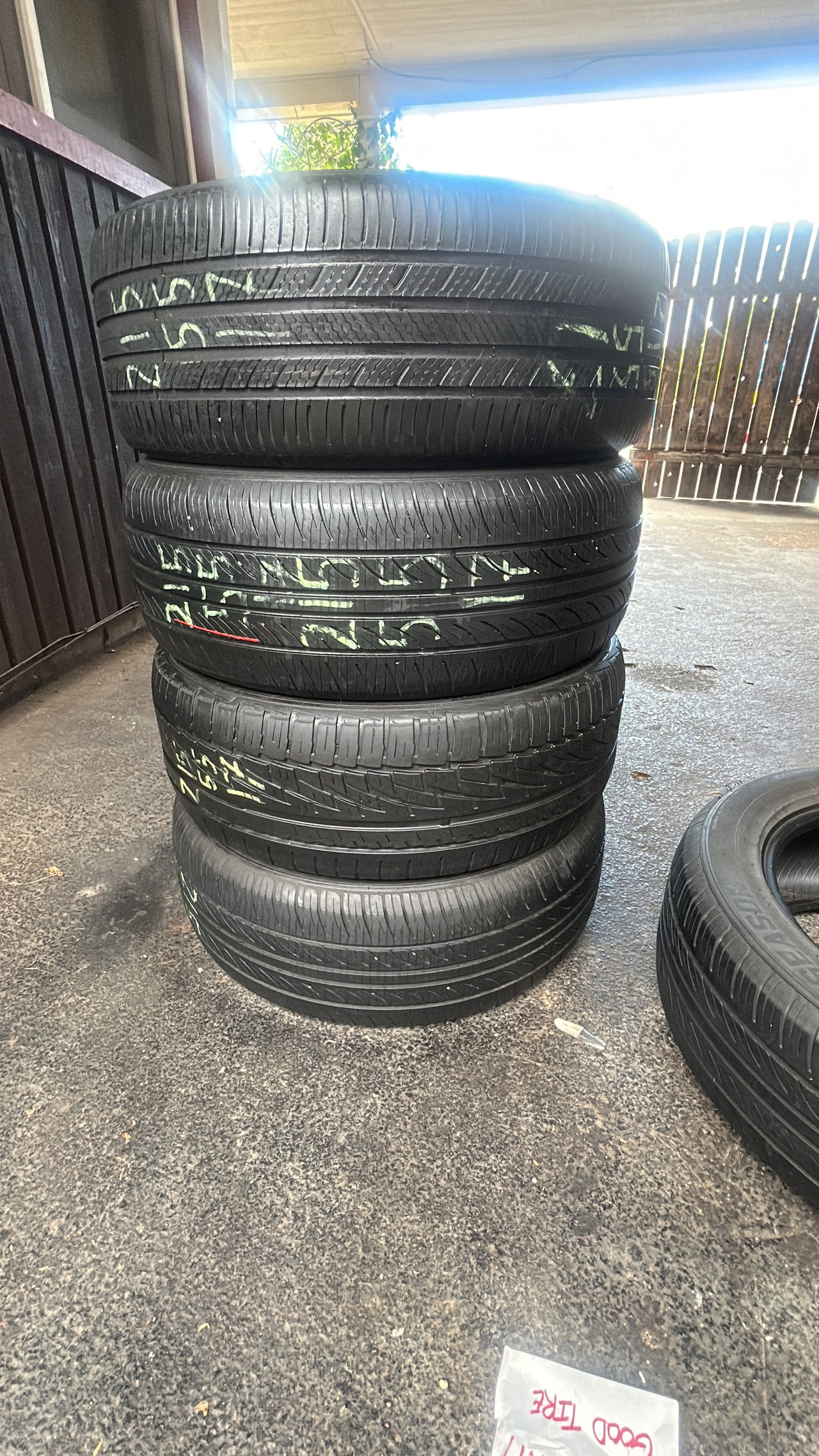 Set of 4 215/55/17 tires! Good tread! Great deal!